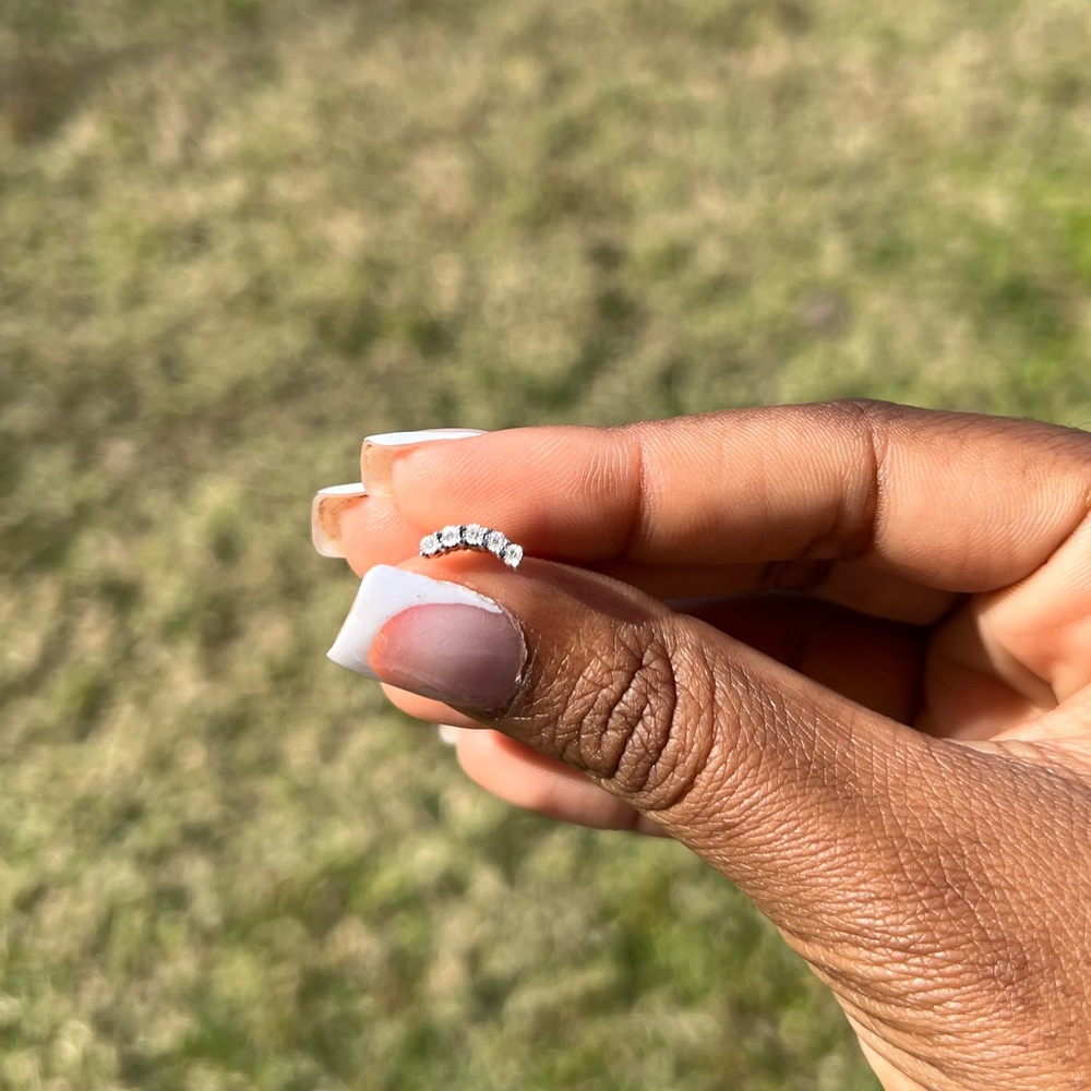 14K Gold Diamond Curved Stone Stud